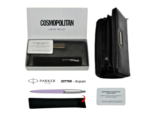 ZESTAW PREZENTOWY Portfel Cosmopolitan + Dugopis PARKER Jotter Lilac