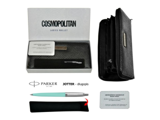 ZESTAW PREZENTOWY Portfel Cosmopolitan + Dugopis PARKER Jotter Mint