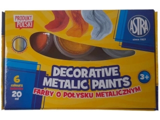 Farby dekoracyjne Astra o po³ysku metalic. 6 kol x 20 ml STANDARD BOX