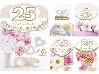 Laurka B6 z gąbką exclusive Rocznica Ślubu zest. 418, rocznica 25