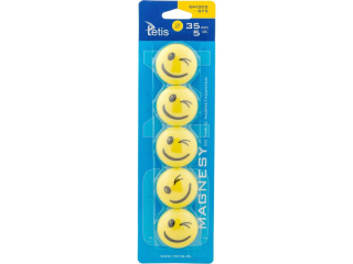 Magnesy do tablic TETIS 5szt. 35mm żółte uśmiechy