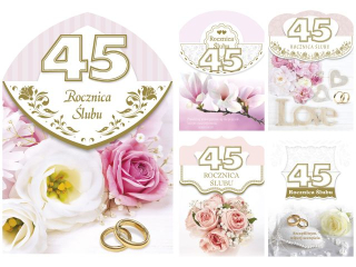 Laurka B6 z gąbką exclusive Rocznica Ślubu zest. 418, rocznica 45