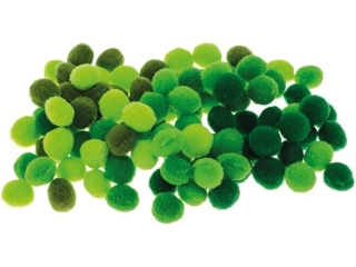 Pompony rozmiar: 10mm ilo: 100 szt  kolor: odcienie zielonego