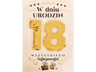 Kartka na 18 urodziny ARMIN STYLE CE-01 "18" ruchome cekiny