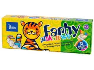 Farby plakatowe TETIS 20 ml 12 kolorw HURT