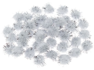 Pompony metalizowane rozmiar: 20mm ilo: 40 szt  kolor: srebrny