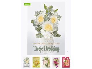 Laurka z brokatem B6B 117x167 z kopert�  POL-MAK Urodziny B6B_UR_817 [opakowanie=25szt]