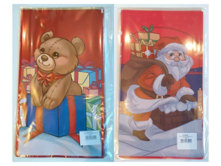 Torba foliowa prezentowa POLSYR M 25szt. 20x35 Mikołaj/bałwanek/Miś - Czerwona