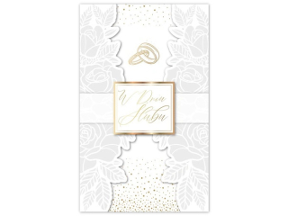 Kartka �lubna ARMIN STYLE LUX-222 koronkowa, zdobiona 21x13cm