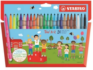 Flamastry trójkątne STABILO Trio A-Z 24 kolory pudełko