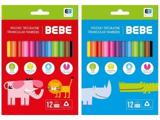 Mazaki trójkątne INTERDRUK BxB Kids 12 kolorów