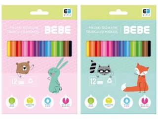 Mazaki trójkątne INTERDRUK BxB Kids pastel 12 kolorów