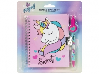 Notes spiralny z długopisem DERFORM Jednorożec 11