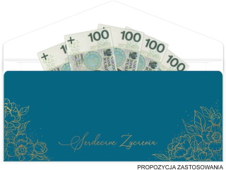 Kartka - koperta na pienidze KZK PREMIUM nr.12 Serdeczne yczenia Zocona