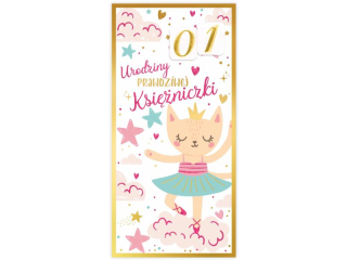Kartka urodzinowa dla dzieci KZK DL WYMIENNE CYFRY nr.54 "Urodziny Ksiniczki"