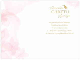 Kartka na Chrzest KZK B6 nr. 6 zocona z gobic dla Dziewczynki
