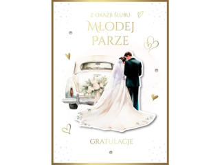 Kartka �lubna ARMIN STYLE GM-1367 Z�ocona, Para m�oda