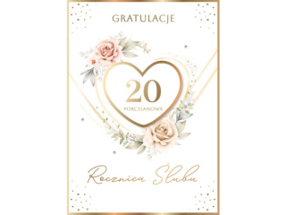 Kartka rocznica ślubu ARMIN STYLE GM-1373 20 Porcelanowa Rocznica