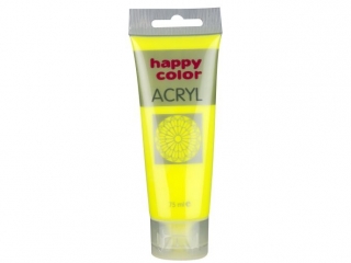 Farba akrylowa 75ml, żółty fluo, Happy Color