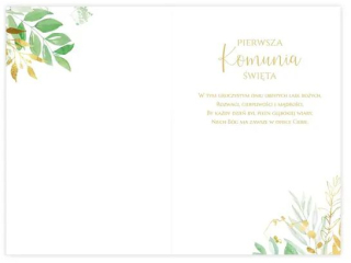 Kartka na Pierwsz� Komuni� KZK B6 LUX nr  4 dla Ch�opca, z�ocona