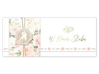 Kartka �lubna - koperta na pieni�dze ARMIN STYLE KP-332 z�ocona, zdobiona 25x10cm