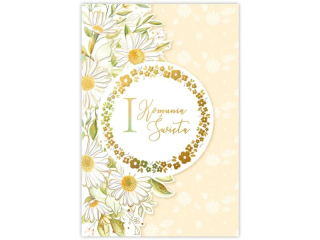 Kartka na Pierwsz� Komuni� KZK B6 LUX nr 13 z�ocona, t�oczona