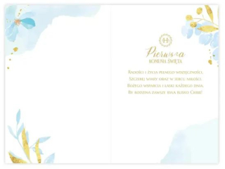 Kartka na Pierwsz� Komuni� KZK B6 LUX nr  2 dla Ch�opca, z�ocona