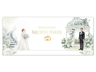 Kartka �lubna - koperta na pieni�dze ARMIN STYLE KP-336 przesuwane elementy 25x10cm