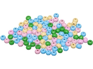 Koraliki drewniane rozmiar: 8mm ilo: 100 szt  kolor: mix pastelowy
