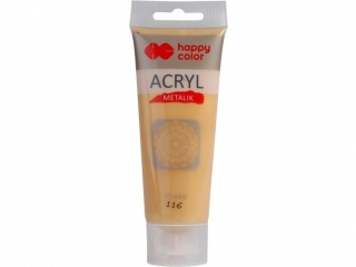 Farba akrylowa 75 ml, delikatne złoto metalik, Happy Color
