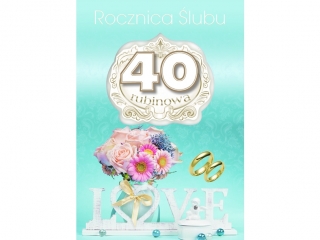 Kartki laurka LDG duża z g±bk± Rocznica ¶lubu rocznica 40