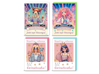 Kartki karnet DELTA WB1DD dla Nastolatek r�owe brokat