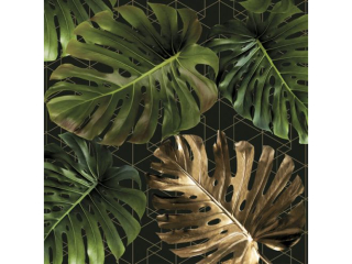 Serwetki POL-MAK Maki Lunch 33cm 20szt. Monstera on a Golden Graphic Net SLOG050701