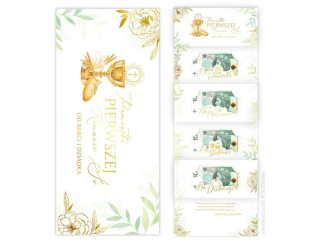 Kartka na Pierwsz� Komuni� KZK DL Premium na banknoty nr24 od Babci i Dziadka