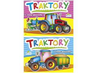 Kolorowanka KRZESIEK A4 16k. Traktory i inne pojazdy - Traktor z przyczepką