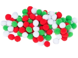 Pompony rozmiar: 10mm ilo: 100 szt  kolor: biay, czerwony, zielony