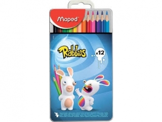 Kredki MAPED Rabbids 12 kolorów w metalowym etui