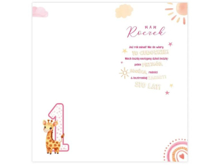 Kartka na Roczek KZK DL-R nr 7 dla dziewczynki