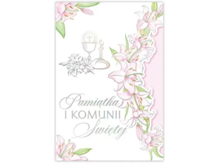 Kartka na Pierwsz� Komuni� KZK B6 LUX nr 11 dla Dziewczynki, z�ocona, t�oczona