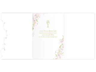 Kartka na Pierwsz� Komuni� KZK B6 LUX nr 11 dla Dziewczynki, z�ocona, t�oczona