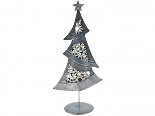 Choinka metalowa 37 cm - srebrna