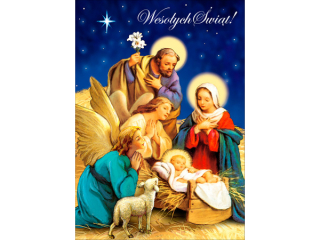 Kartki karnet PAN DRAGON K.B6 1429 Boże Narodzenie szkopka religijne "Wesołych Świąt"