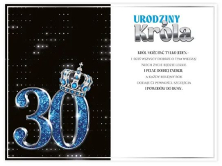 Kartka urodzinowa KZK B6 nr.38 - 30te Urodziny Króla
