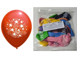 BALONY 10" Z NADRUKIEM WZR 1 - a25 MIX KOLORW "Fajerwerki"