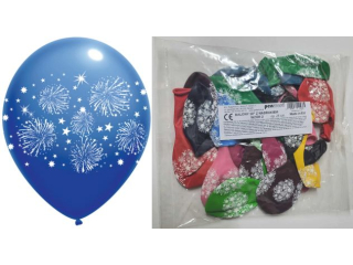 BALONY 10" Z NADRUKIEM WZÓR 2 - a25 mix kolorów "Fajerwerki"