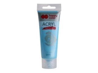 Farba akrylowa 75 ml, Niebieski Tiffany metalik, Happy Color