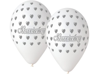 Balony Premium "Nowożeńcy", białe, 12" / 5 szt.