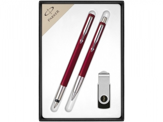 Komplet Parker Vector Pióro wieczne +Długopis +USB czerwony