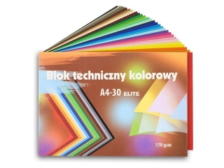 Blok techniczny kolorowy A4 30k. KRESKA Elite