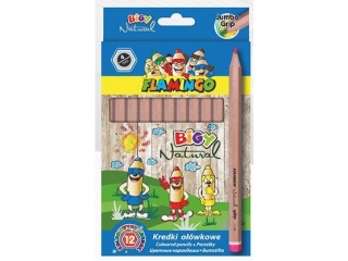Kredki owkowe FLAMINGO Jumbo Natural szecioktne 12 kolor